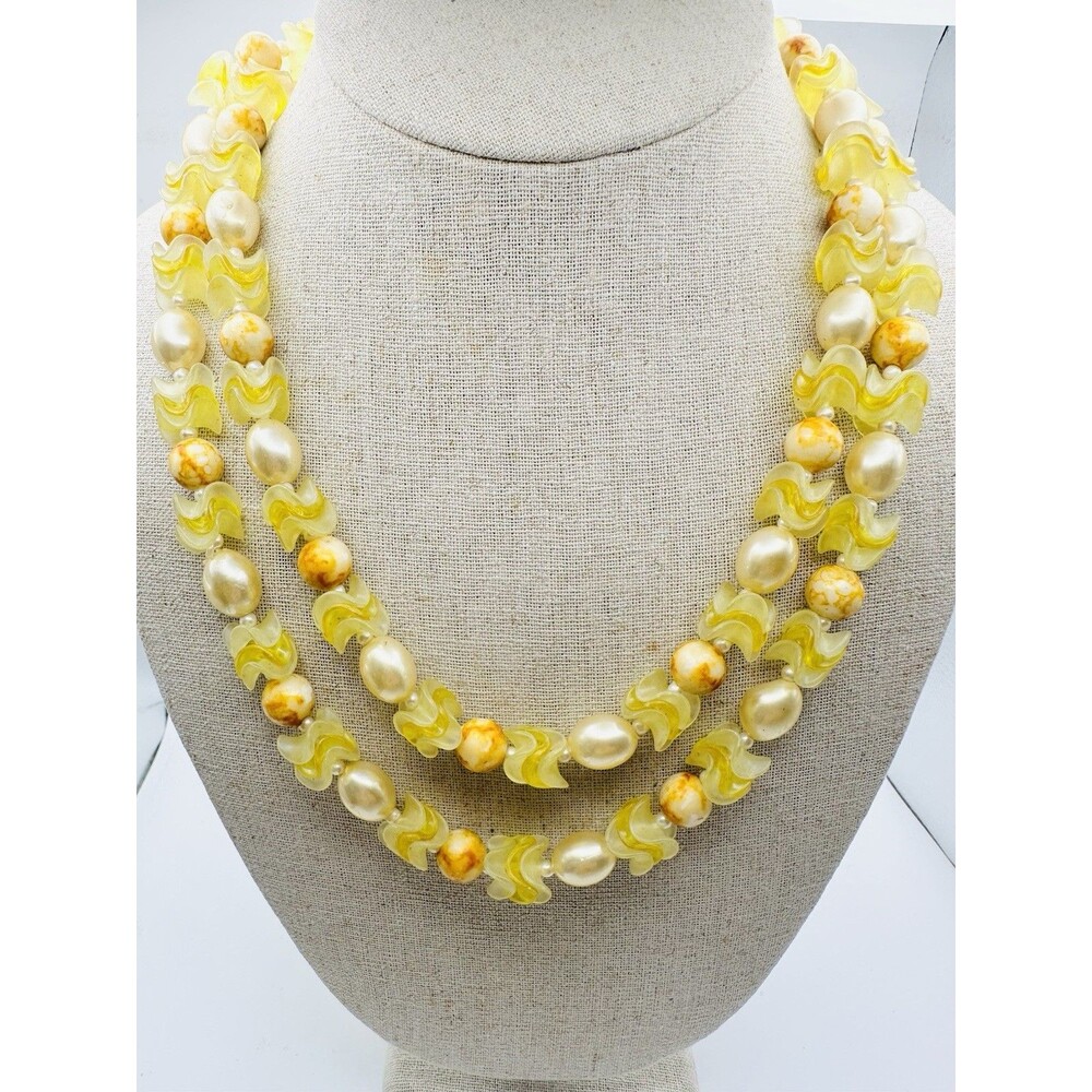 Vintage Japan Faux Pearl Double Strand Necklace 19”